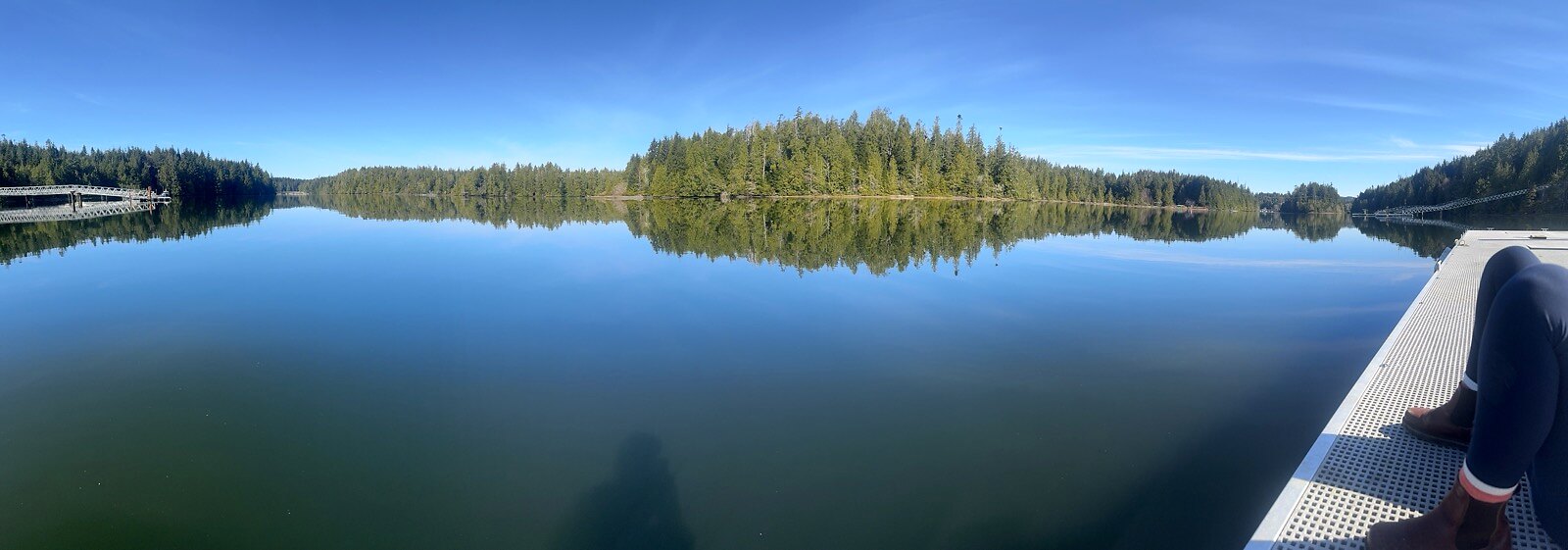Calm Bamfield waterfront viewed from the property dock