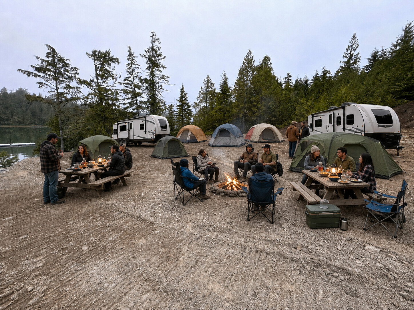 Tenting and RV area at Broken Island Group Properties